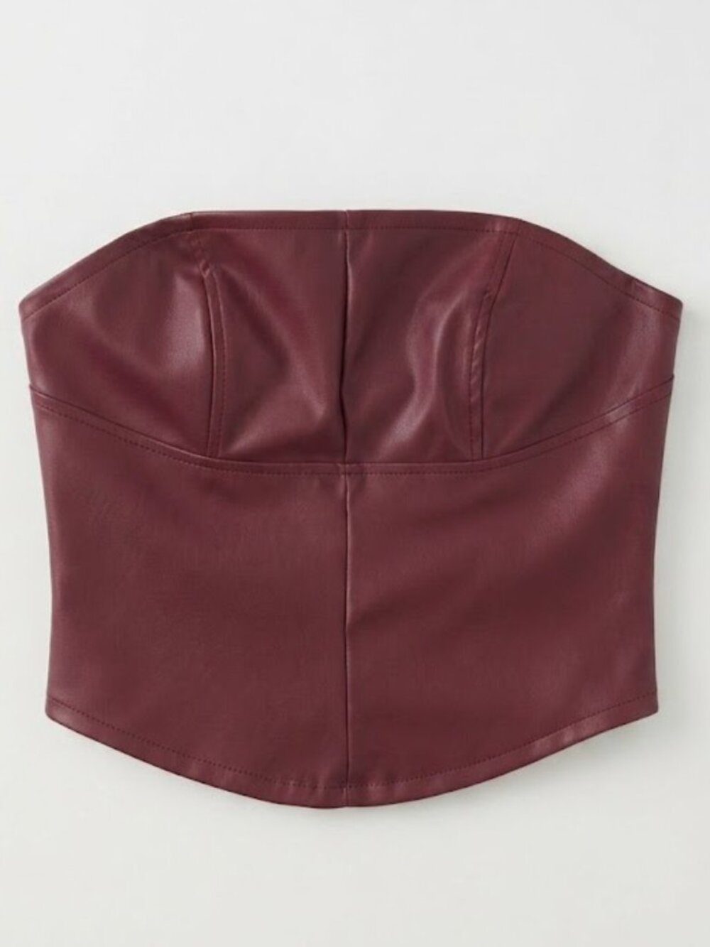 Missguided Burgundy Faux Leather Strapless Crop Top